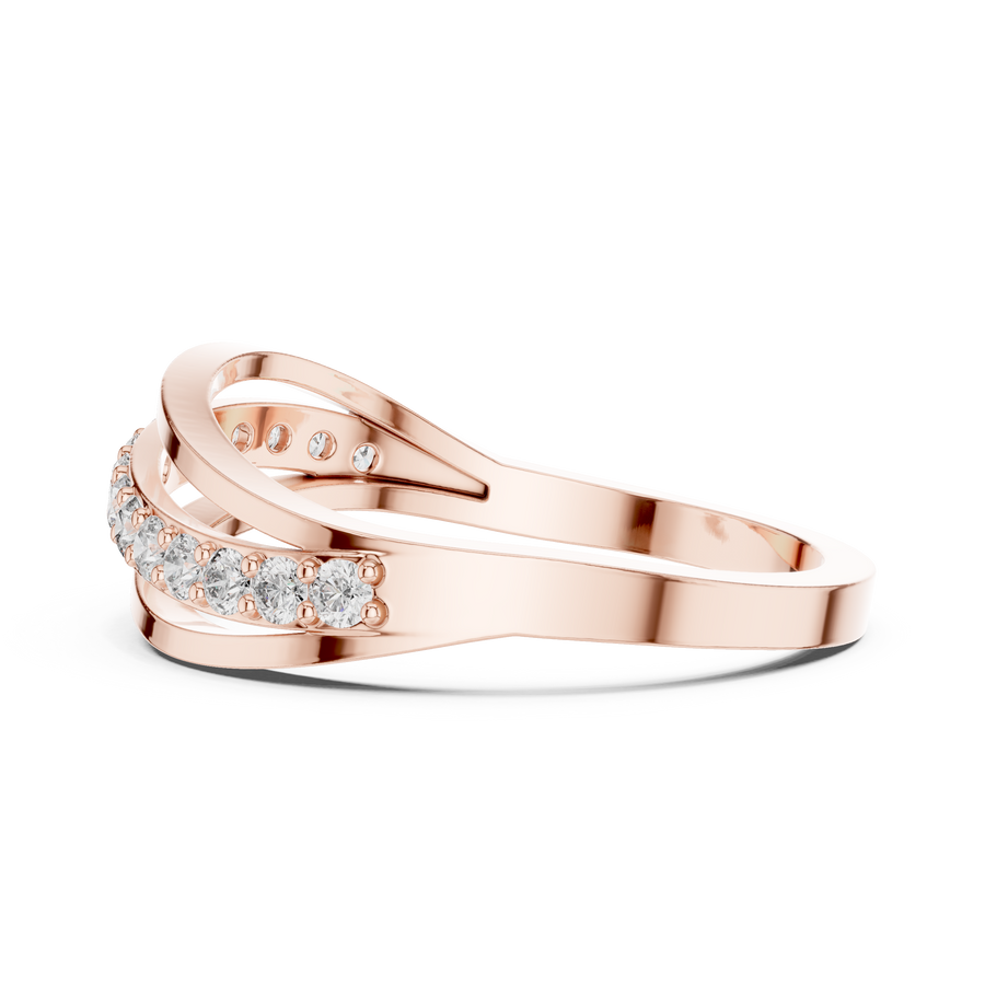 Round Lab Grown Diamond Crossover Ring in 14K/18K Rose Gold – 0.21 CT IGI Certified Liana Jewels