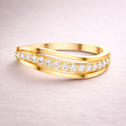 Round Lab Grown Diamond Crossover Ring in 14K/18K Rose Gold – 0.21 CT IGI Certified Liana Jewels