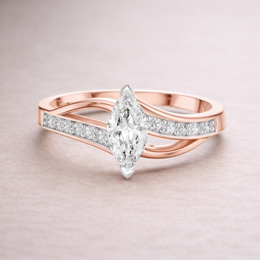 Marquise Lab Grown Diamond Crossover Ring in 14K/18K Rose Gold – 0.40 CT IGI Certified Liana Jewels