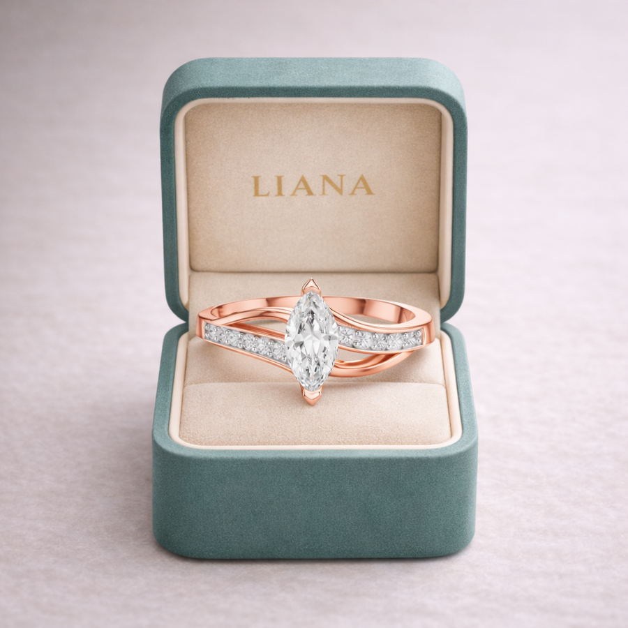 Marquise Lab Grown Diamond Crossover Ring in 14K/18K Rose Gold – 0.40 CT IGI Certified Liana Jewels