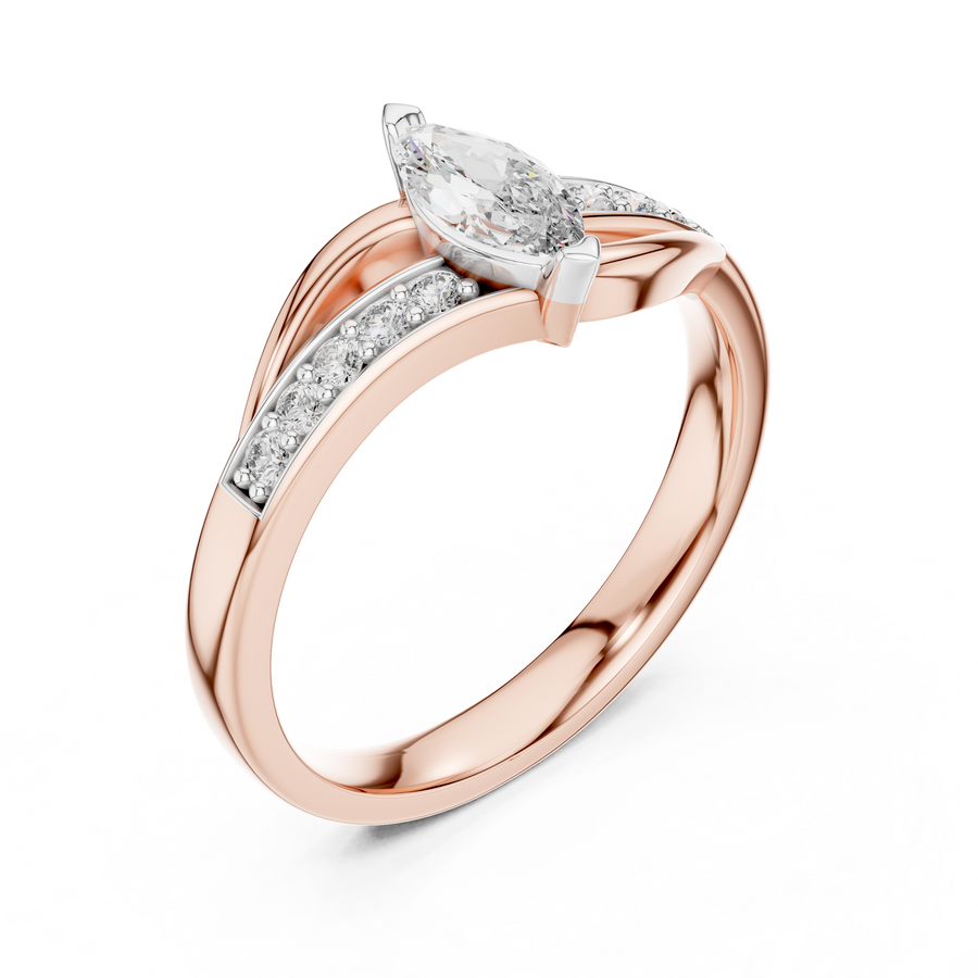 Marquise Lab Grown Diamond Crossover Ring in 14K/18K Rose Gold – 0.40 CT IGI Certified Liana Jewels