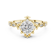 Round Lab Grown Diamond Floral Engagement Ring – 1.04 CT | IGI Certified Liana Jewels