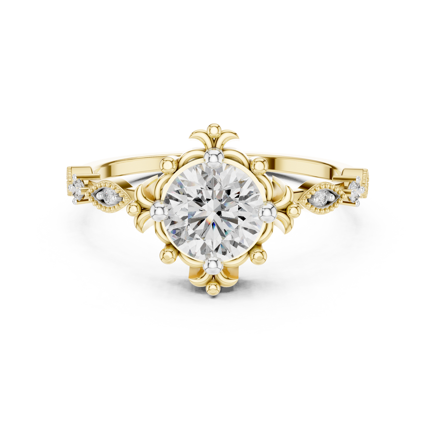 Round Lab Grown Diamond Floral Engagement Ring – 1.04 CT | IGI Certified Liana Jewels