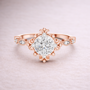 Round Lab Grown Diamond Floral Engagement Ring – 1.04 CT | IGI Certified Liana Jewels
