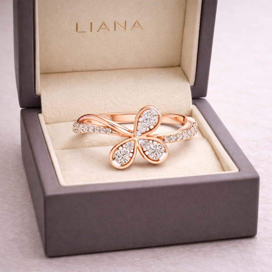 Round Lab Grown Diamond Crossover Ring – 0.35 CT | IGI Certified Liana Jewels