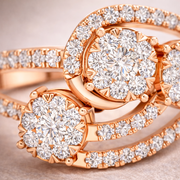 0.66 CT | IGI Certified Round Lab Grown Diamond Engagement Crossover Ring with Triple Cluster Liana Jewels