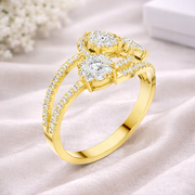 0.66 CT | IGI Certified Round Lab Grown Diamond Engagement Crossover Ring with Triple Cluster Liana Jewels