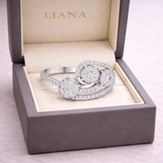 0.66 CT | IGI Certified Round Lab Grown Diamond Engagement Crossover Ring with Triple Cluster Liana Jewels