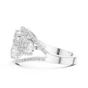 0.66 CT | IGI Certified Round Lab Grown Diamond Engagement Crossover Ring with Triple Cluster Liana Jewels