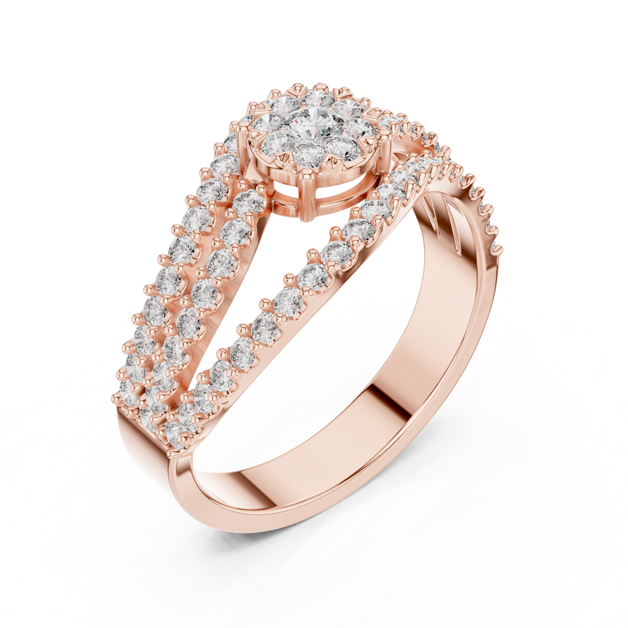 0.77 CT | IGI Certified Round Lab Grown Diamond Engagement Crossover Ring Liana Jewels