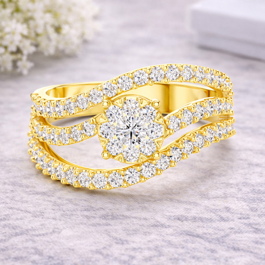 0.77 CT | IGI Certified Round Lab Grown Diamond Engagement Crossover Ring Liana Jewels