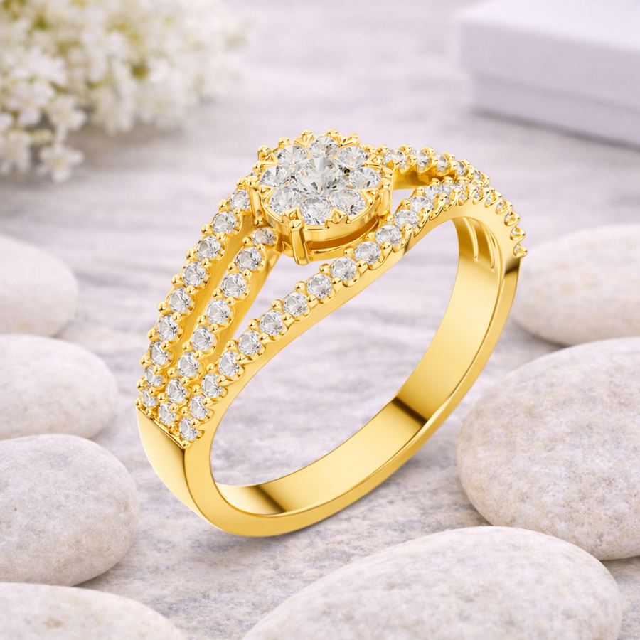 0.77 CT | IGI Certified Round Lab Grown Diamond Engagement Crossover Ring Liana Jewels