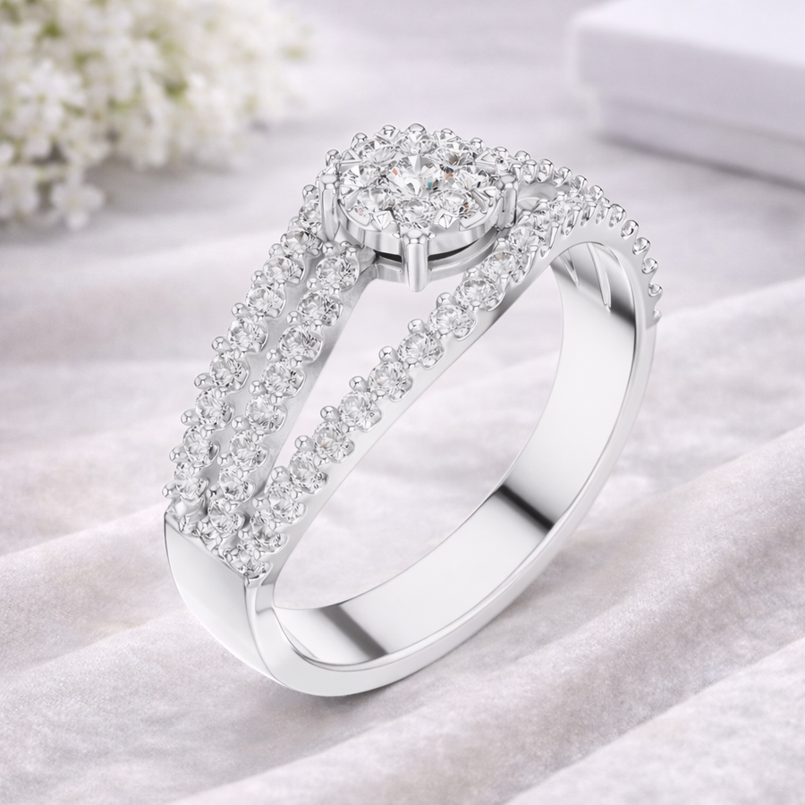 0.77 CT | IGI Certified Round Lab Grown Diamond Engagement Crossover Ring Liana Jewels