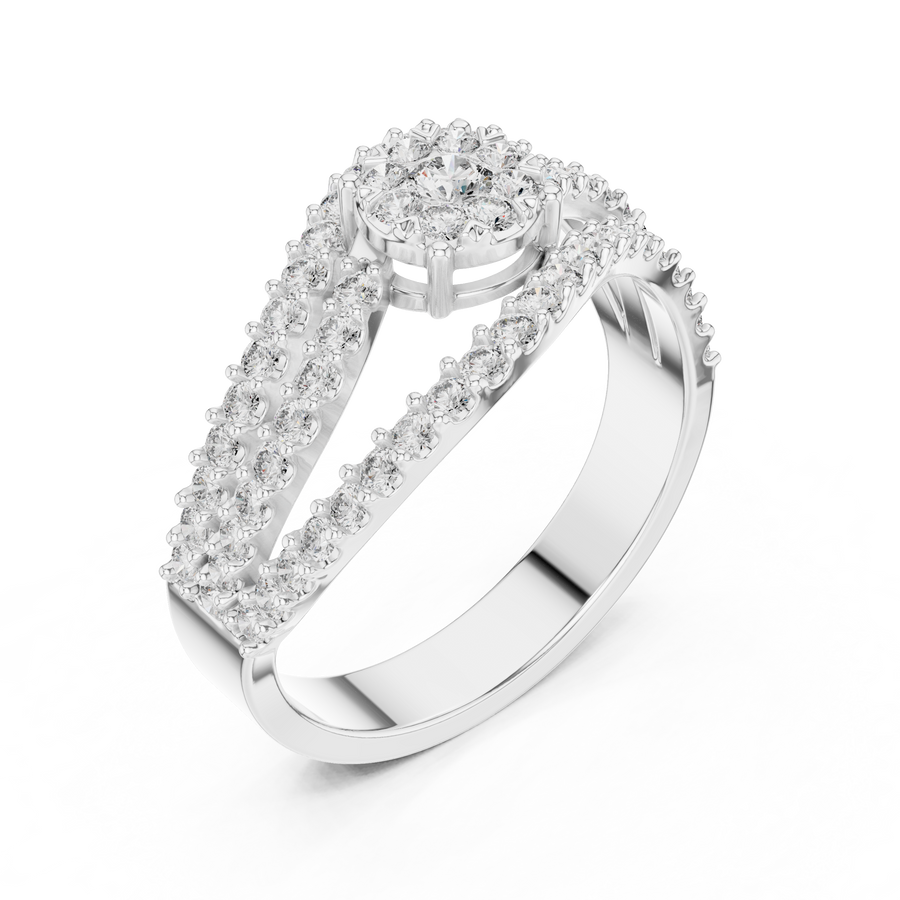 0.77 CT | IGI Certified Round Lab Grown Diamond Engagement Crossover Ring Liana Jewels