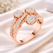 0.64 CT | IGI Certified Round Lab Grown Diamond Engagement Crossover Ring with Triple Clusters Liana Jewels