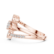 0.64 CT | IGI Certified Round Lab Grown Diamond Engagement Crossover Ring with Triple Clusters Liana Jewels