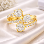 0.64 CT | IGI Certified Round Lab Grown Diamond Engagement Crossover Ring with Triple Clusters Liana Jewels