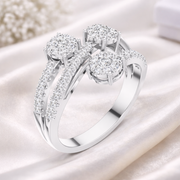 0.64 CT | IGI Certified Round Lab Grown Diamond Engagement Crossover Ring with Triple Clusters Liana Jewels