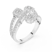 0.64 CT | IGI Certified Round Lab Grown Diamond Engagement Crossover Ring with Triple Clusters Liana Jewels