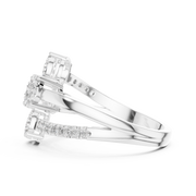 0.64 CT | IGI Certified Round Lab Grown Diamond Engagement Crossover Ring with Triple Clusters Liana Jewels