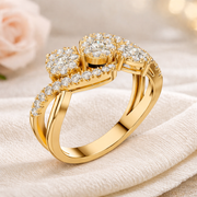 0.63 CT | IGI Certified Round Lab Grown Diamond Engagement Crossover Ring with Triple Clusters Liana Jewels