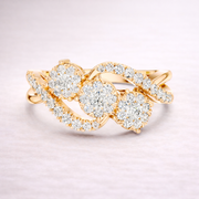 0.63 CT | IGI Certified Round Lab Grown Diamond Engagement Crossover Ring with Triple Clusters Liana Jewels