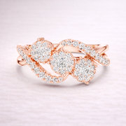 0.63 CT | IGI Certified Round Lab Grown Diamond Engagement Crossover Ring with Triple Clusters Liana Jewels