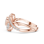 0.63 CT | IGI Certified Round Lab Grown Diamond Engagement Crossover Ring with Triple Clusters Liana Jewels