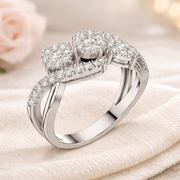 0.63 CT | IGI Certified Round Lab Grown Diamond Engagement Crossover Ring with Triple Clusters Liana Jewels