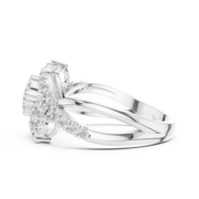 0.63 CT | IGI Certified Round Lab Grown Diamond Engagement Crossover Ring with Triple Clusters Liana Jewels