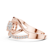 0.58 CT | IGI Certified Round Lab Grown Diamond Engagement Crossover Ring with Triple Clusters Liana Jewels