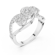 0.58 CT | IGI Certified Round Lab Grown Diamond Engagement Crossover Ring with Triple Clusters Liana Jewels