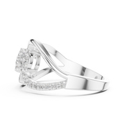 0.58 CT | IGI Certified Round Lab Grown Diamond Engagement Crossover Ring with Triple Clusters Liana Jewels