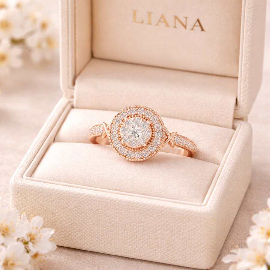 0.52 CT | IGI Certified Round Lab Grown Diamond Halo Engagement Ring Liana Jewels