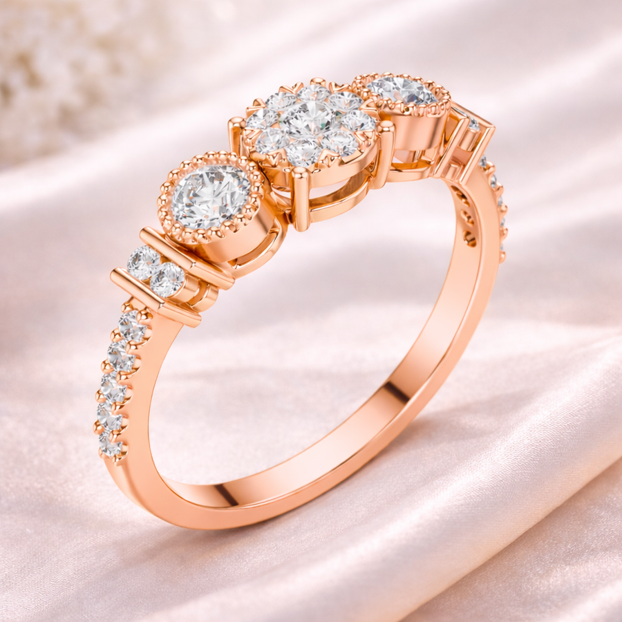 0.58 CT Round Lab Grown Diamond Engagement Ring in 14K/18K Gold – IGI Certified Liana Jewels