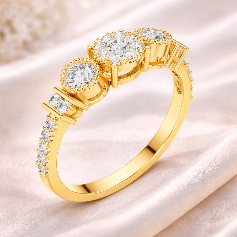 0.58 CT Round Lab Grown Diamond Engagement Ring in 14K/18K Gold – IGI Certified Liana Jewels