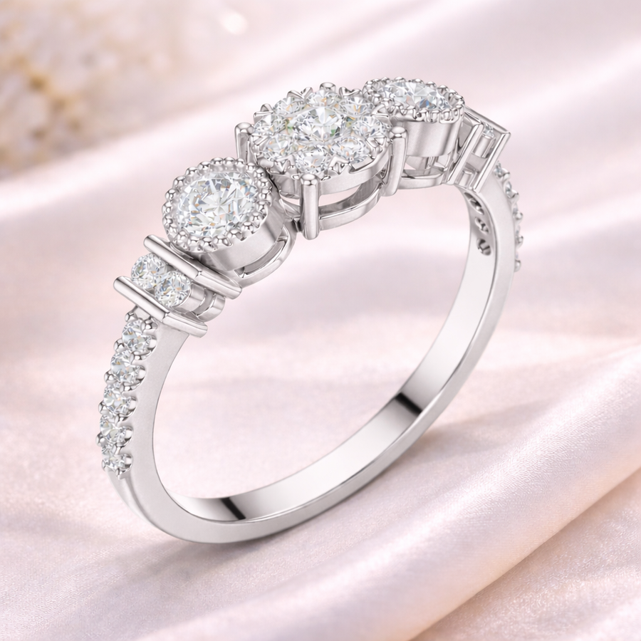 0.58 CT Round Lab Grown Diamond Engagement Ring in 14K/18K Gold – IGI Certified Liana Jewels