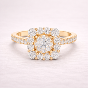 0.89 CT Round Lab Grown Diamond Halo Engagement Ring | IGI Certified | Multi-Stone Design Liana Jewels