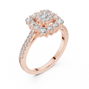 0.89 CT Round Lab Grown Diamond Halo Engagement Ring | IGI Certified | Multi-Stone Design Liana Jewels