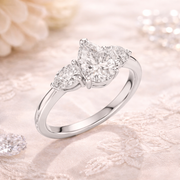 1.53 CT Pear Cut Lab Grown Diamond Three-Stone Engagement Ring in Rose Gold – IGI Certified Liana Jewels