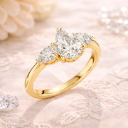 1.53 CT Pear Cut Lab Grown Diamond Three-Stone Engagement Ring in Rose Gold – IGI Certified Liana Jewels
