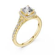 Cushion Cut Lab Grown Diamond Halo Engagement Ring 1.38 CT IGI Certified | 14K / 18K Solid Gold Liana Jewels