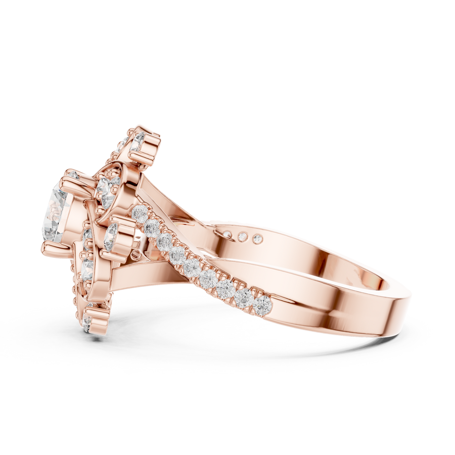 1.51 CT Round Lab Grown Diamond Floral Halo Engagement Ring | Multi-Size Diamond Cluster Design Liana Jewels