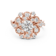 1.51 CT Round Lab Grown Diamond Floral Halo Engagement Ring | Multi-Size Diamond Cluster Design Liana Jewels