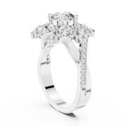 1.51 CT Round Lab Grown Diamond Floral Halo Engagement Ring | Multi-Size Diamond Cluster Design Liana Jewels