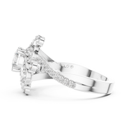 1.51 CT Round Lab Grown Diamond Floral Halo Engagement Ring | Multi-Size Diamond Cluster Design Liana Jewels