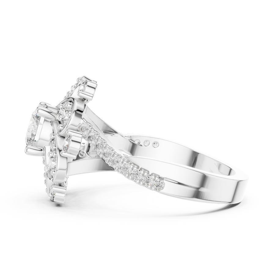 1.51 CT Round Lab Grown Diamond Floral Halo Engagement Ring | Multi-Size Diamond Cluster Design Liana Jewels