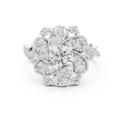 1.51 CT Round Lab Grown Diamond Floral Halo Engagement Ring | Multi-Size Diamond Cluster Design Liana Jewels