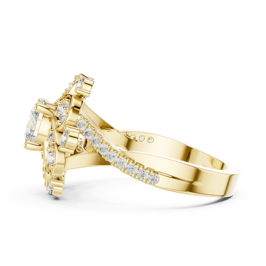 1.51 CT Round Lab Grown Diamond Floral Halo Engagement Ring | Multi-Size Diamond Cluster Design Liana Jewels