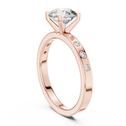 Modern Round Lab Grown Diamond Engagement Ring with Bezel-Set Side Diamonds | 1.11 CT | 14K/18K Gold Liana Jewels